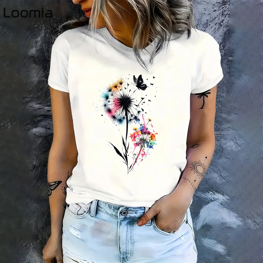 Summer Minimalist Woman Clothing O-Neck Simple Graphic T Shirts Female Clothing Fashion Women's T-Shirt Casual Woman Clothing