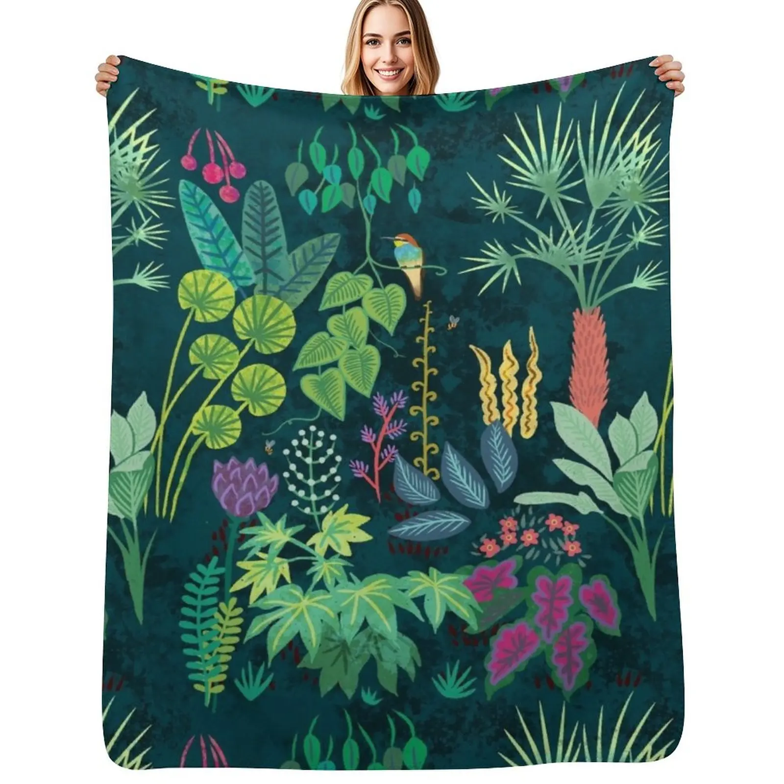 Tropical jungle garden, escape into nature! Throw Blanket No Pilling Soft Warm Blanket for Bed