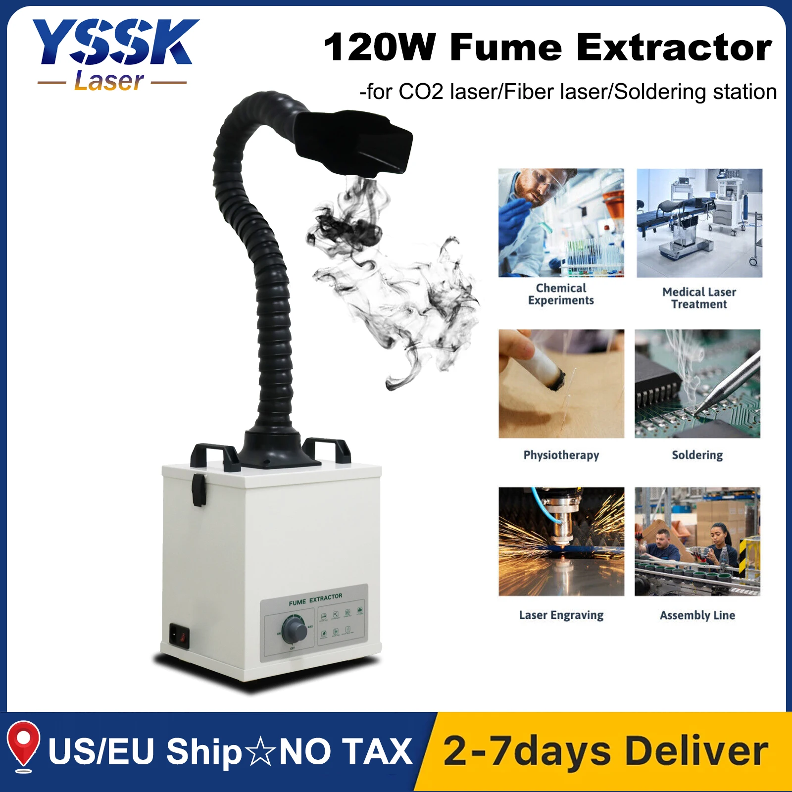 YSSK Solder Fume Extractor 120W Smoke Extractor Strong Suction Smoke Absorber Purifier for Engraving Welding