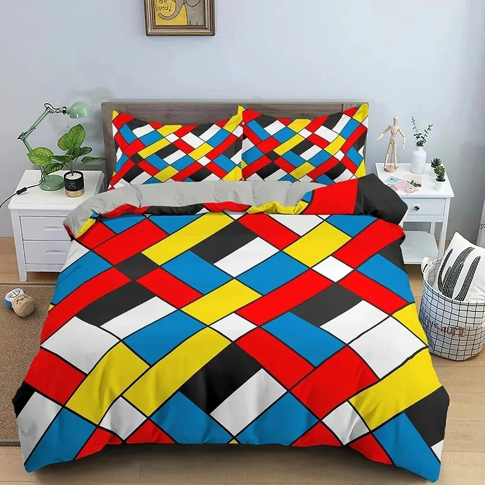

Stripe Geometric Bedding Set Breathable Duvet Cover With Pillowcase Adults Fashion Queen King Size Quilt Cover Home Textiles
