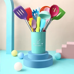 Silicone Kitchen Utensil Set,  Non-Stick Cooking Utensils with Holder, Tongs, Spatula, Whisk, Measuring Cups and Spoons Set