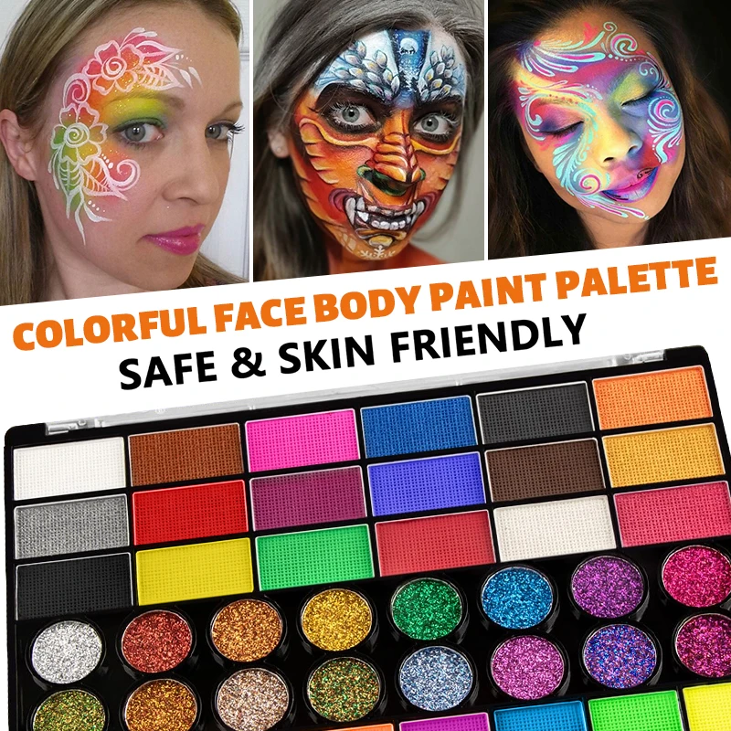 Water-Based Fluorescent Body Paint-Safe,Vibrant Colors for Face & Body Art-Quick Dry & Easy Wash Off,for Chirldren and Adult
