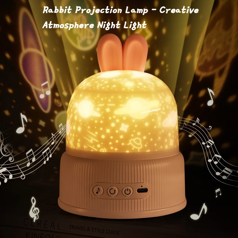 

Rabbit Projection Light-emitting Creative Sculpture Atmosphere Home Living Room Bedside Decoration Art Piece Unique Gift