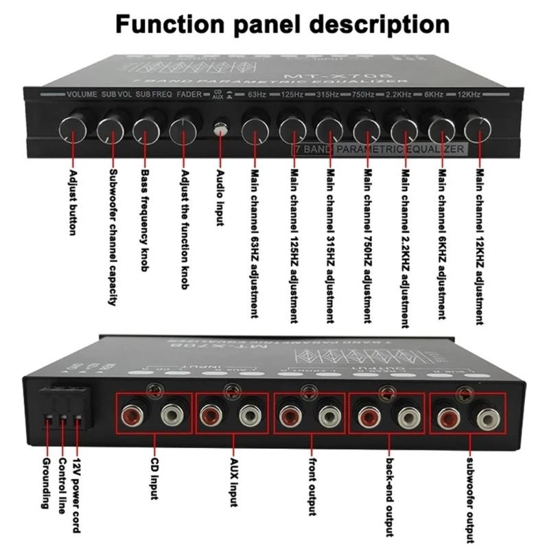 XA6H Multifunctional Advanced 7 Band Car Stereo Featuring Front Rear Subwoofer Outputs for Optimally Sound Tuning