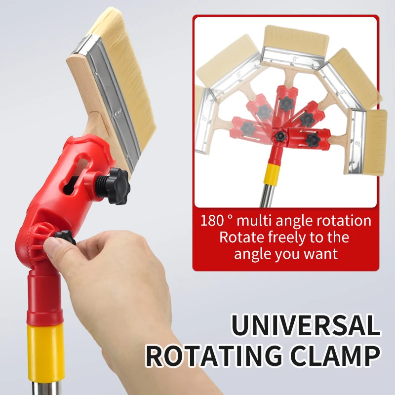 1.1/1.4/1.7M Multi-Function Painting Kit - 360° Swivel Brush Head Interlocking Extension Poles & Elastic Bristles for Wall