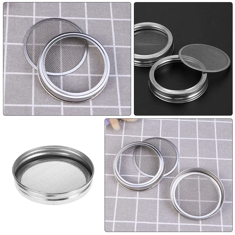 3Pcs Stainless Steel Sprouting Lids 86Mm for Wide Mouth Mason Jars Food Grade Mesh Germination Cover Home Gardening Seed