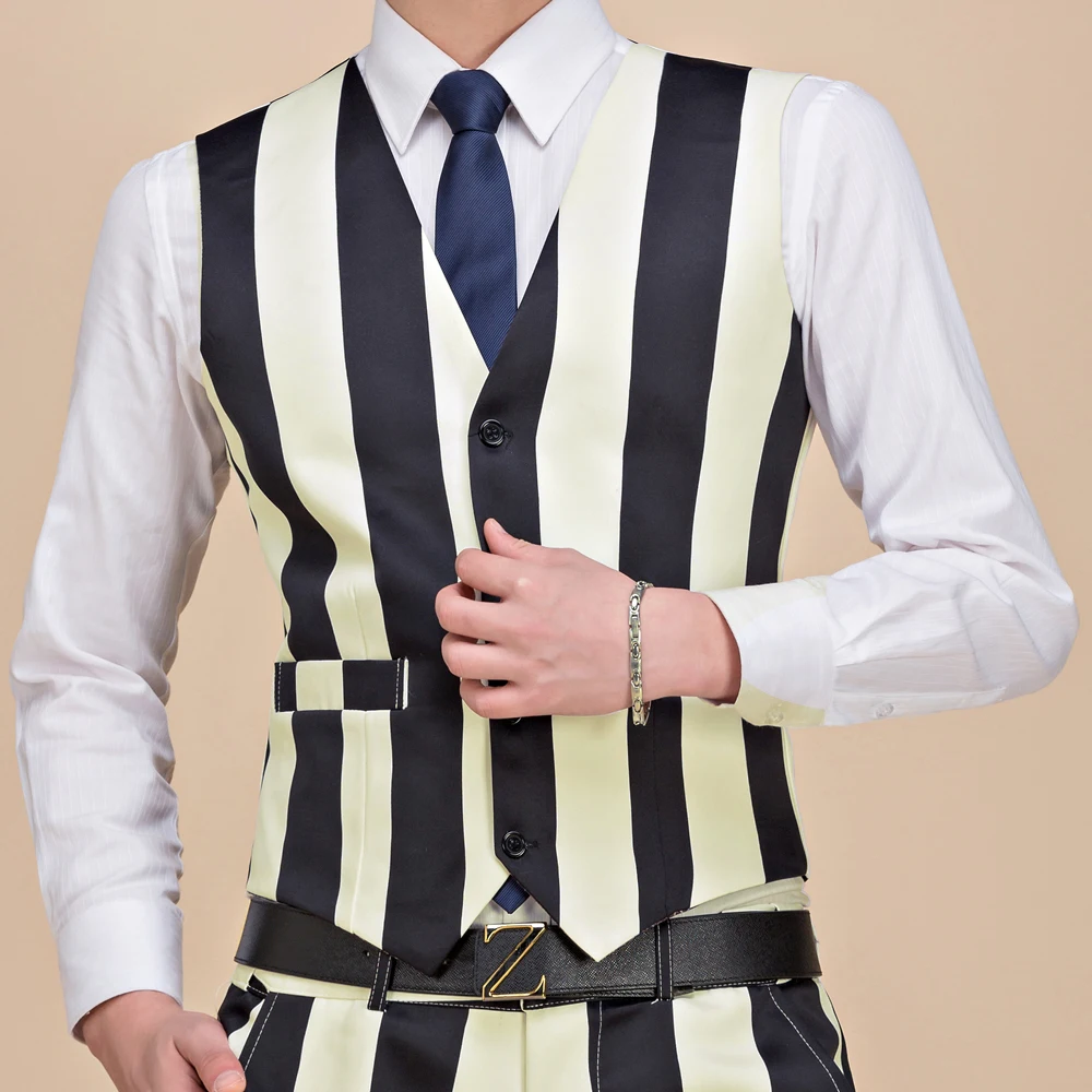 Mens Printing Suit Vest New Fashion Casual High Quality Single Breasted Slim Large Size Business Vest Waistcoat Man