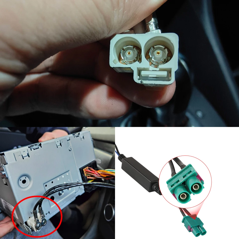 1PCS Grandnavi For VW/Volkswagen Radio Dual heads Antenna Connections Radio Cable Adapter Cable