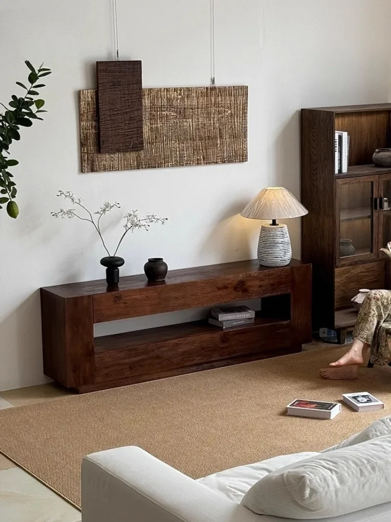 Wabi Sandy Wind TV Cabinet Floor-to-ceiling French retro entrance decorative cabinet B & B antique solid wood side cabinet