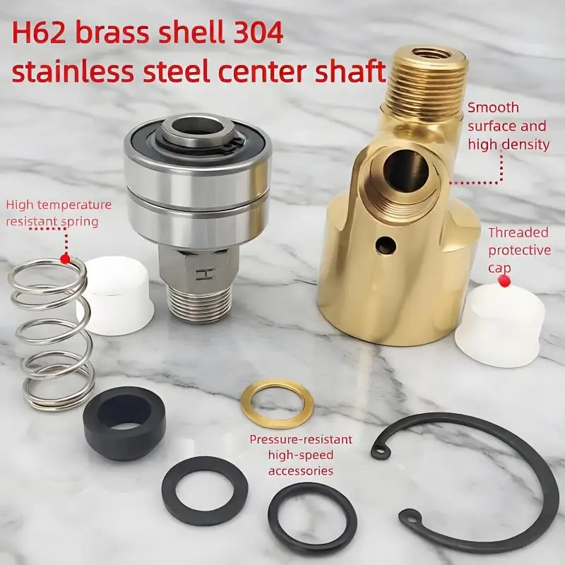 2-Way Dual Flow Rotary Union Swivel Joint DN20 3/4 Inch to DN8 1/4 Inch Rotating Fitting for High Pressure Water Air Oil
