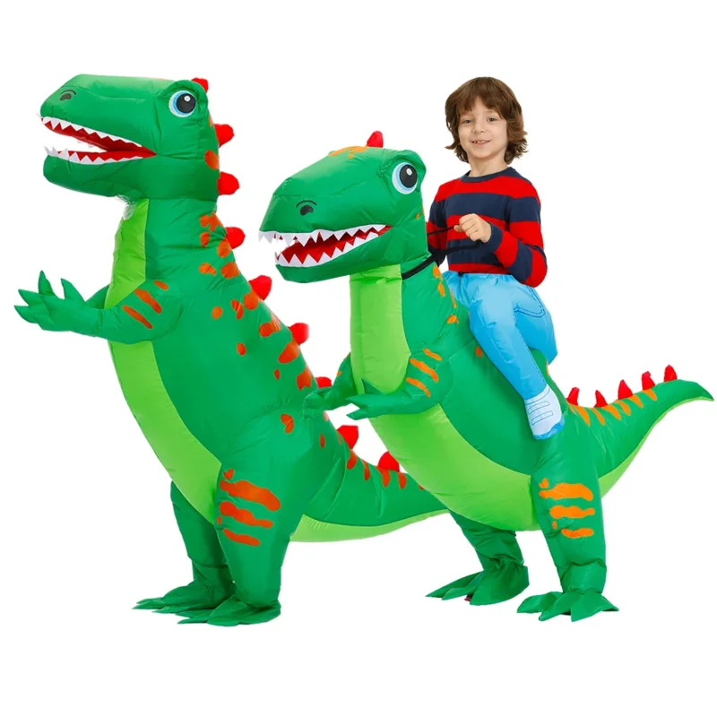 Parent-Child Dinosaur Inflatable Costume T-rex Mascot Party Role Play Disfrace Christmas Halloween Cosplay Cloth for Adult Kid