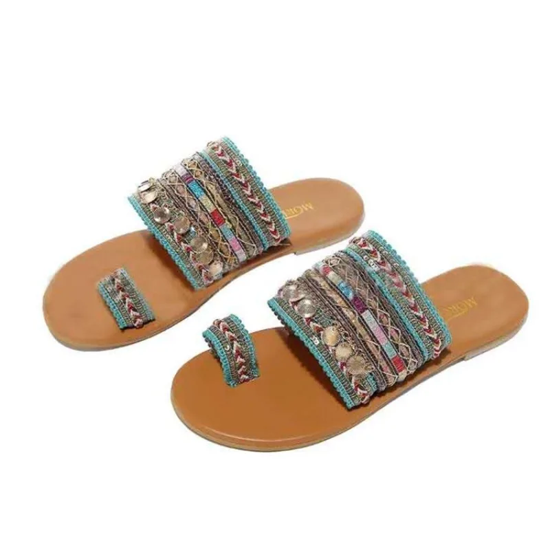 New Women's Sandals 202 Summer New Flat-bottomed Retro Toe Ladies Sandals view 5