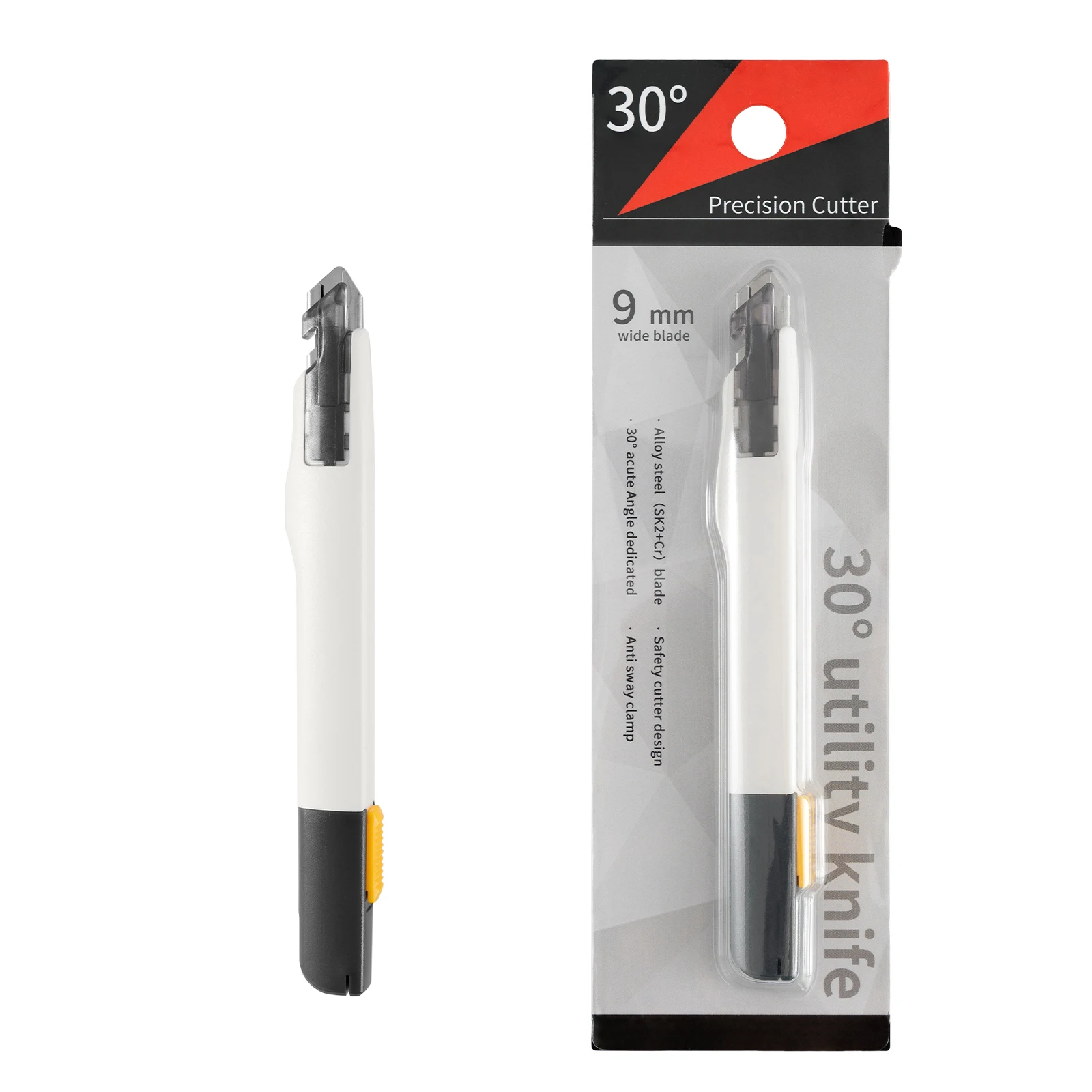 30 ° Einziehbares Universalmesser mit Auto-Lock-Funktion, Box-Cutter mit Anti-Rüttel-Stahlklinge, Tragbarer Cutter für Auto-Vinyl- und PPF-Folien-Schneidewerkzeug – Detail 9