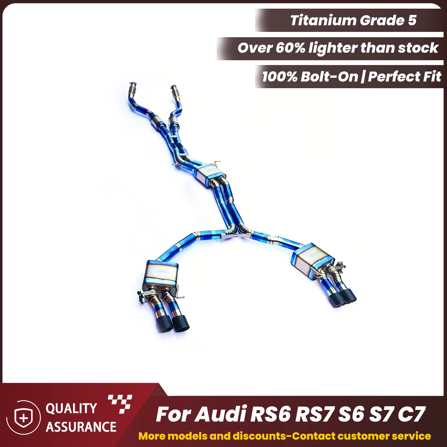 

Sporty Exhaust Sound ECCF Titanium Valved Catback Exhaust For Audi RS6 RS7 S6 S7 C7 Performance Upgrade Easy Installation