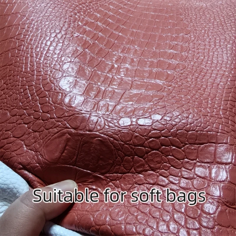 1.1/1.2mm Brown.Yellow.Alligator Cowhide. First Layer Leather. Real Leather Fabric. Manual DIY For Soft Bag. Full-Sheet Cutting