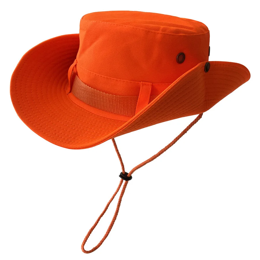 Fluorescent Green Fisherman's Hat Sunblock Fishing Hat Solid Color Outdoor Shade Orange Hiking Hat Fisherman's Hat