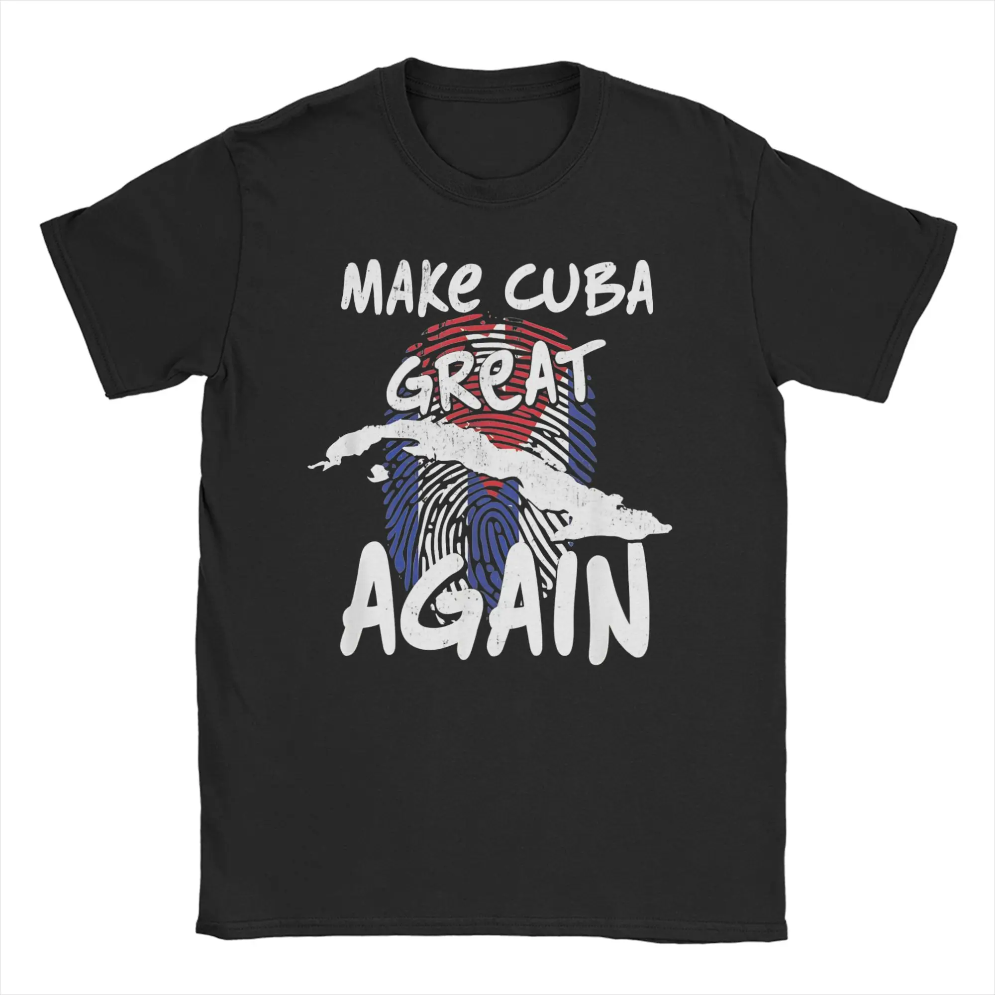 New Arrival make Cuba great again Cuban Flag Vintage  T Shirt For Unisex  Pure Cotton T-shirts Short Sleeve Clothes