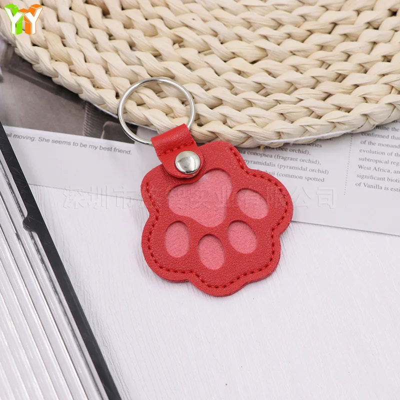 Memorial lederen huisdier haar opbergtas kattenpoot sleutelhanger multifunctionele draagbare sleutelhanger