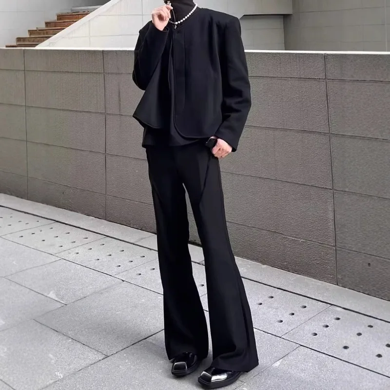 

2026 Autumn New Korean Style Solid Slim Elegant Men's Suit Pants Fashion Streetwear Casual Micro Bell Bottom Pants for Men Y2k