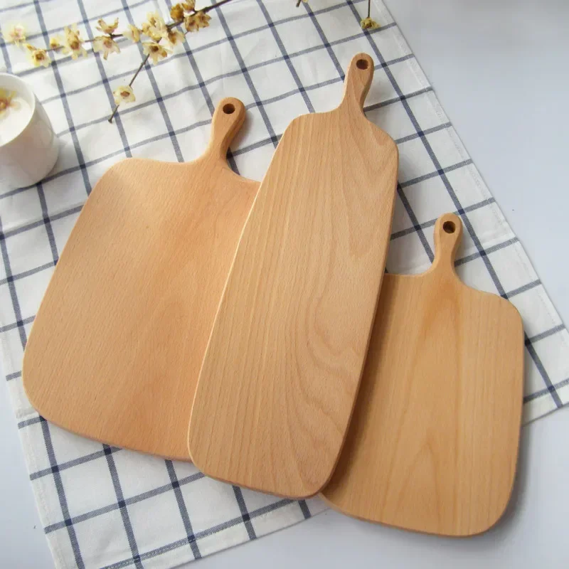 

1 Pcs Beech Chopping Blocks Kitchen Wood Food Plate Wooden Pizza Sushi Bread Whole Wood Tray Cutting Board No Paint