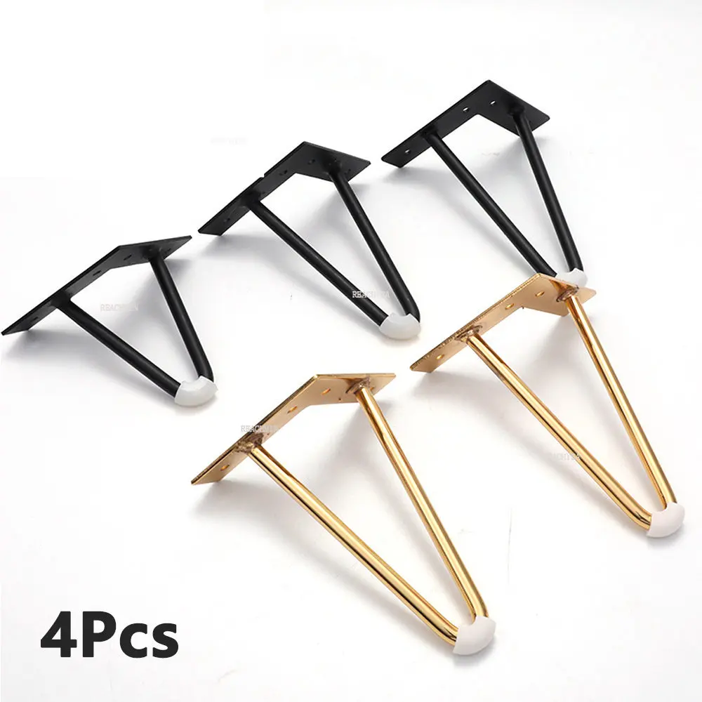 

4pcs Metal Legs for Furniture 10-40cm Coffee Table Leg Black Gold Sofa Bathroom Cabinet Dresser Beds Desk Hairpin Leg Chair Feet