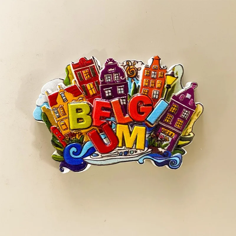 

Belgium Tourist Souvenirs3D Brussels Rainbow Street Scene Magnetic Stickers Fridge Magnets Decorations
