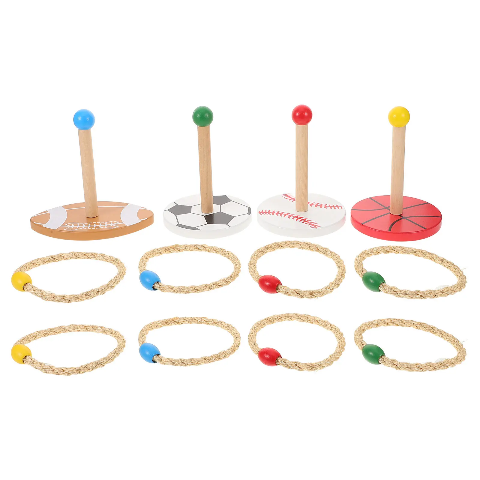 

Набор деревянных колец для игры в метание: уличная игра с веревочными кольцами для детей, развивающая координацию рук и глаз, сенсорные и моторные навыки, для двора, газона, игровой площадки