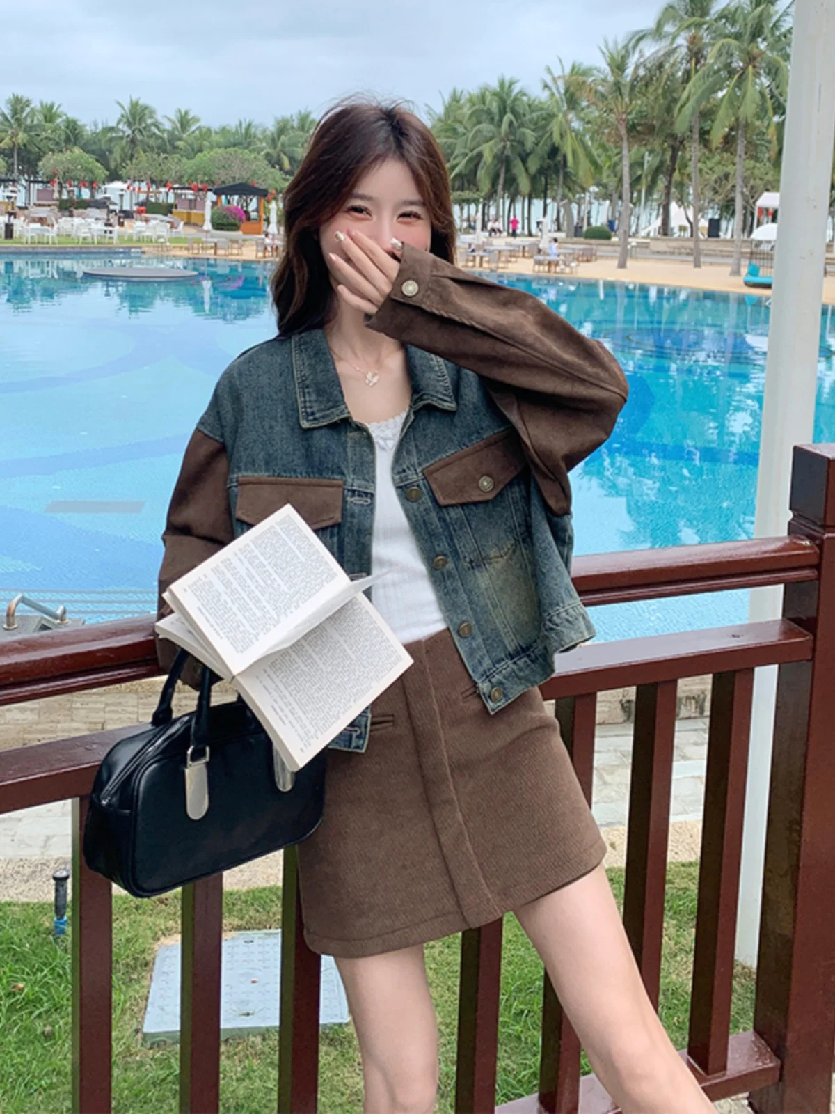 Giacca in Denim Patchwork Vintage Primavera 2025, Top Casual da Donna con Taglio Dritto e Maniche Lunghe con Bottoni