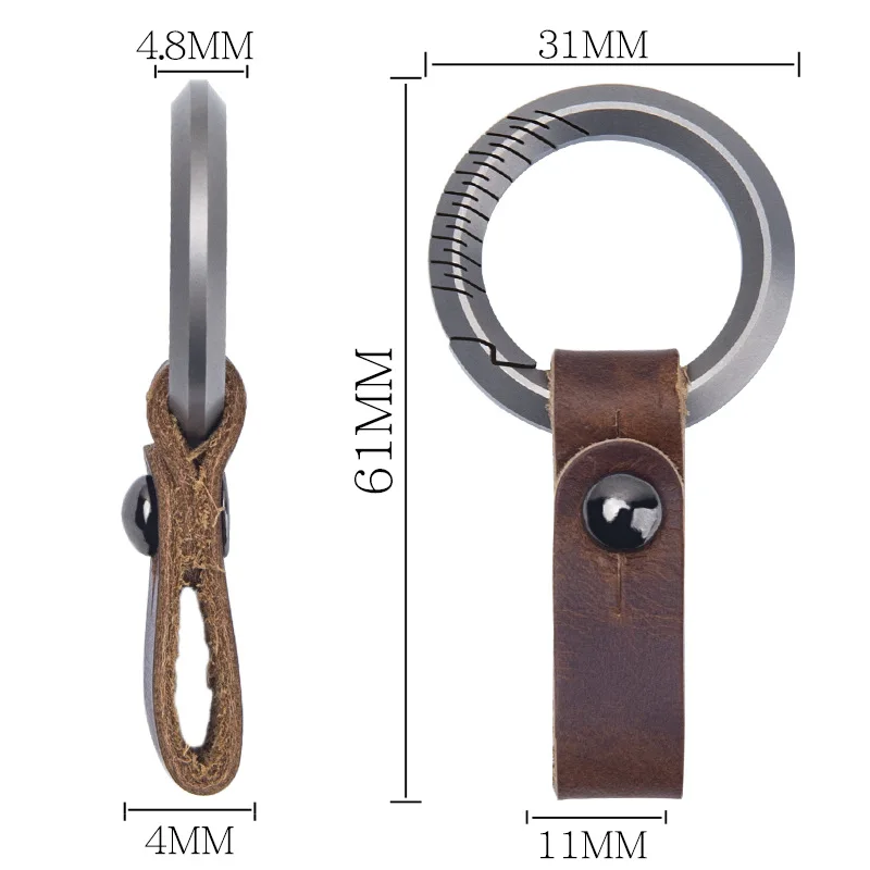 Titanium Alloy Genuine Leather Keychains Men Women Car Key Holder Key Cover Auto Keyring Accessories Gifts
