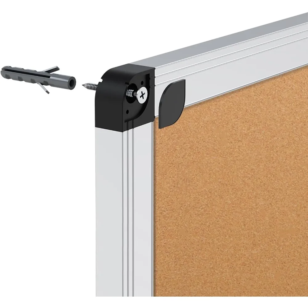 Foldable Cork Bulletin Board 48x36 Inches Silver Frame Office Home Noticeboard Pin Board