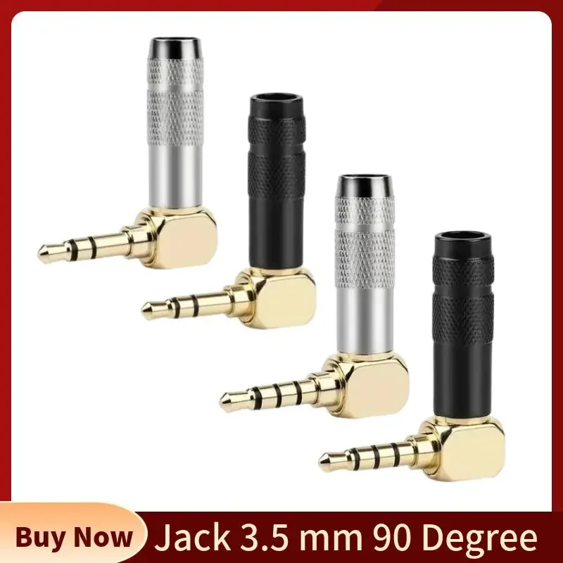 Conector Jack 3,5mm 90 grados para soldar 1/8 \