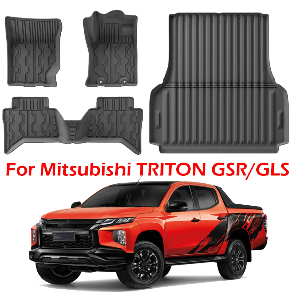 

Floor Mats for Mitsubishi TRITON GSR/GLS 2024 2025 All Weather Accessories Cargo Liners Heavy Duty TPE Carpet Protection(RHD)