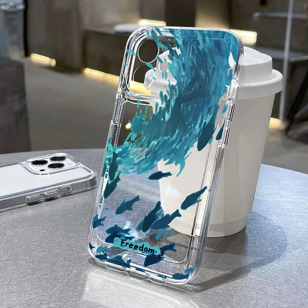 Funda Sea World para iPhone 17 Air 17 Pro Max, Fundas 11 16 15 12 13 14 Pro Max 16E 17proMax iPhone17, Funda transparente suave, parachoques