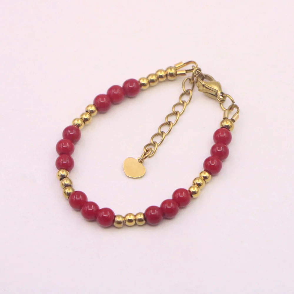 Lovely Baby One Year Old Baptism Girls Gift Bracelet Natural Stone Bead Lobster Clasp Stainless Steel Parts Personalized Jewelry
