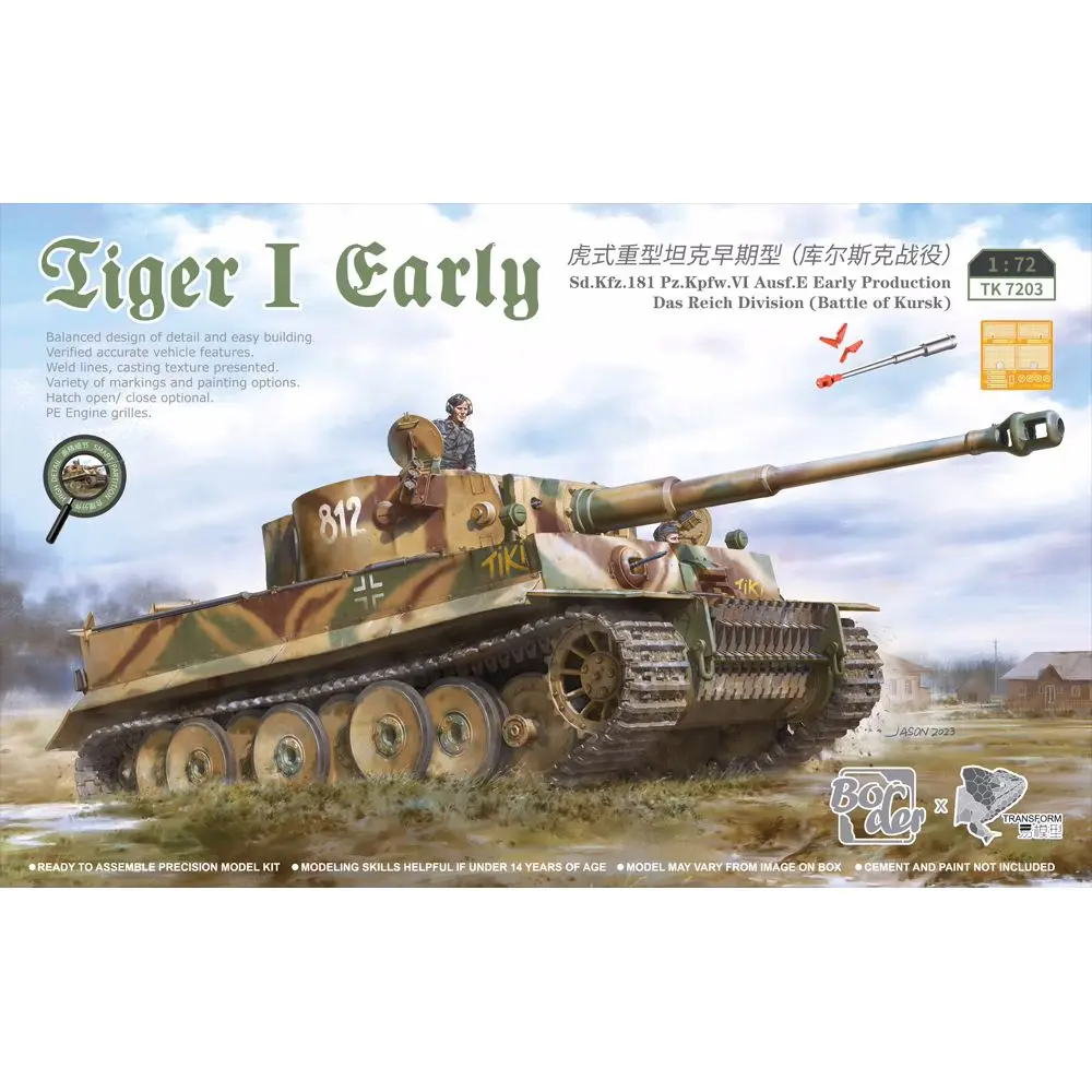 TRANSFORM TK7203 1/72 Tiger I Produção antecipada (Batalha de Kursk) -Kit Modelo em Escala