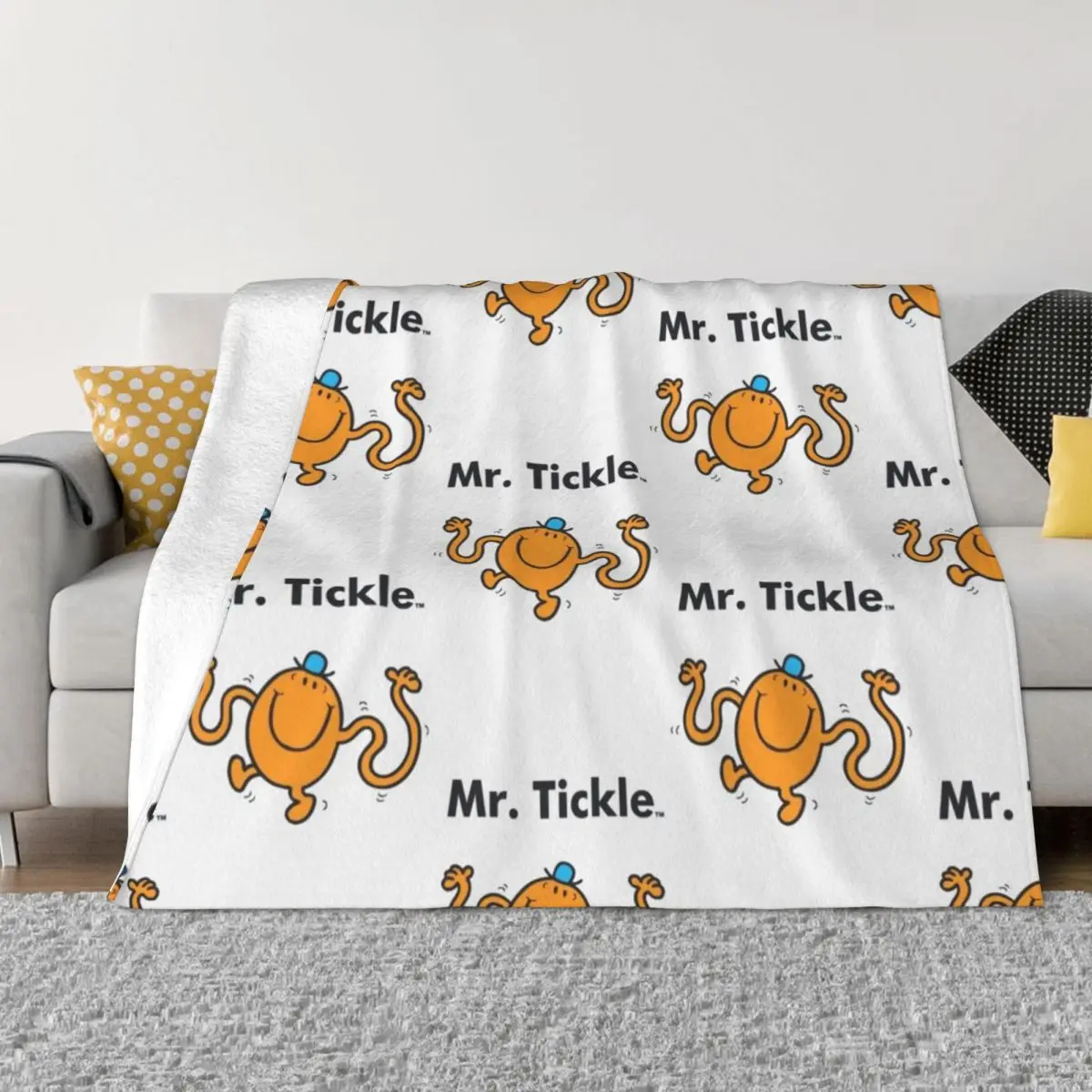 Unique Print with Mr, Tickle Cool Raglanslack Throw Blanket Bed covers Fashion Sofas for sofa Extra Large Throw Blankets