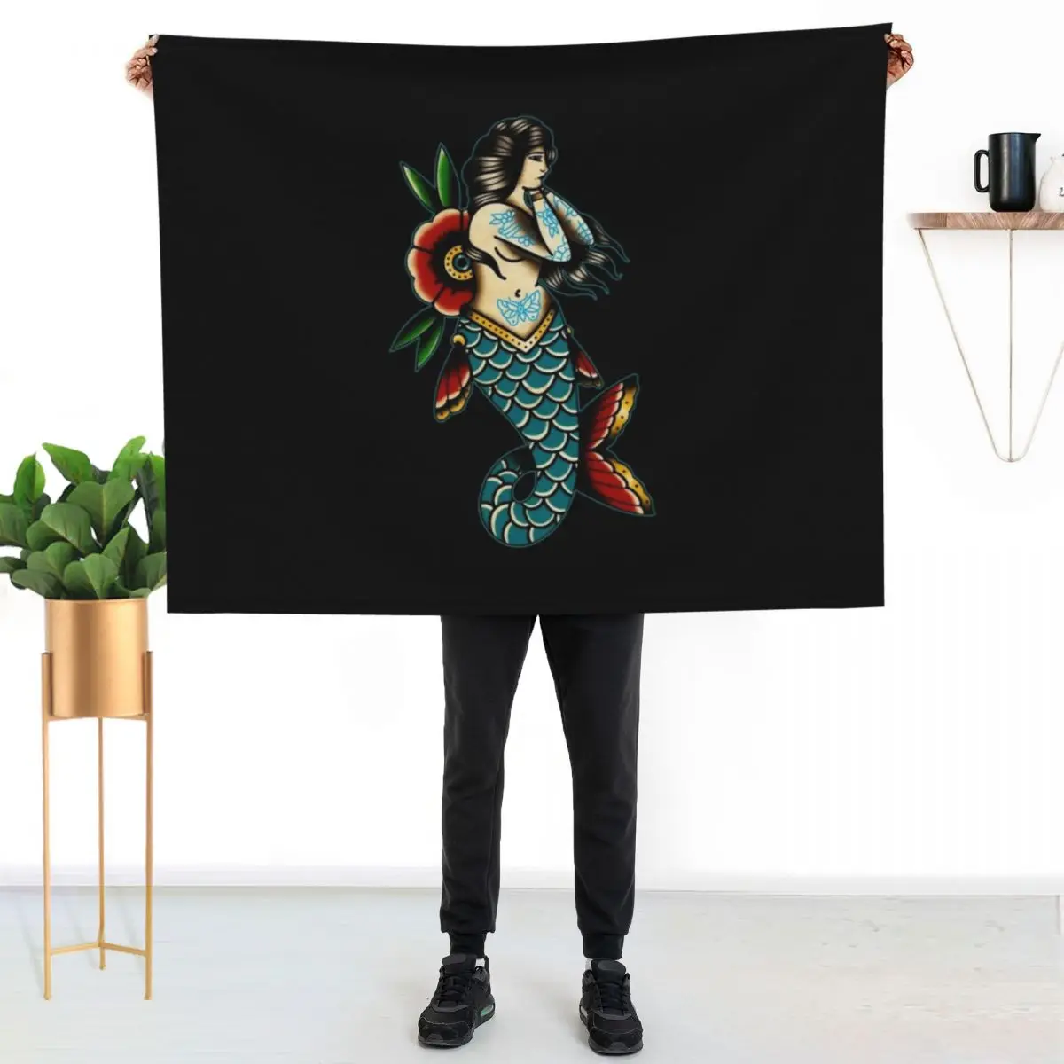 Sailor Jerry Mermaid Throw Blanket cosplay anime Polar Shaggy blankets and throws Decoratives sofa bed Blankets