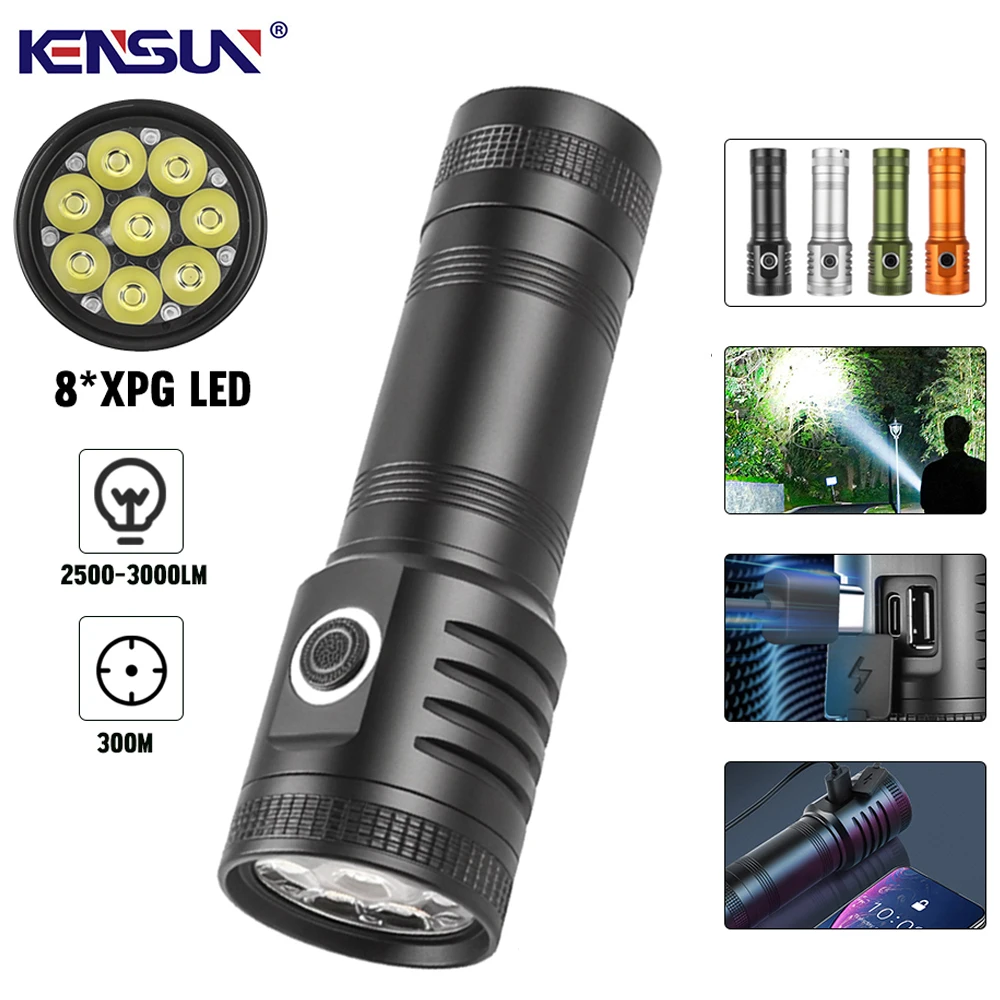 Super Bright Tactical Torch High Power LED Flashlight Portable Hand Lantern USB Rechargeable Strong Light For Outdoor Camping