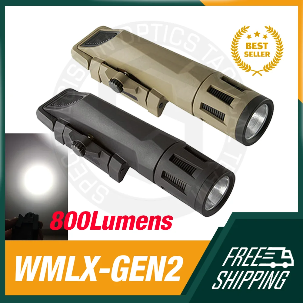 

Airsoft Hnting Flashlight WML WMLX Gen2 Weaponlight LED Strobelight Pistol Light Fit For 20mm Rail Glock 17 19 400 Lumen