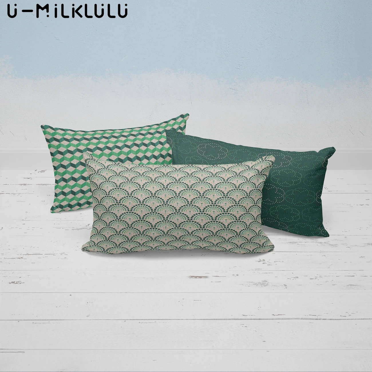 Geometric Grid Cushion Cover Green Pillow Covers Home Decorative, Garden, Outdoor, Lnien Pillow Case, Ornamental Pillowcase, 30x