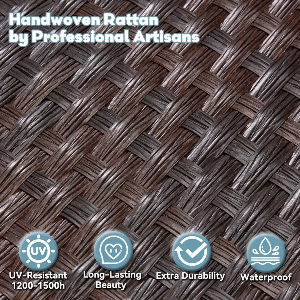 أرجوحة فناء ذات 3 مقاعد من الخيزران البني مع حاملات أكواب ووسائد خلفية للسطح أو الحديقة أو الفناء الخلفي