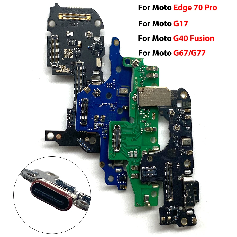 Charging Port Flex Cable For Moto Edge 70 Fusion G67 Power G57 G17 G77 USB Charger Dock Connector With Microphone Ribbon Repair