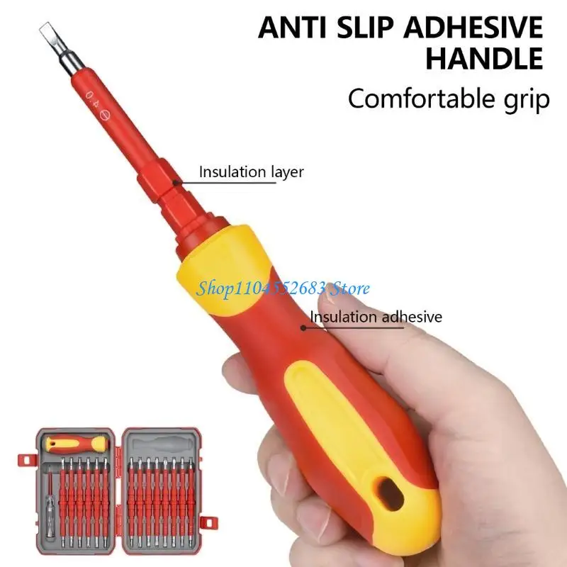 

Y6GD Insulated Screwdriver Tip 29Pcs for Electrical Work with Carry Case