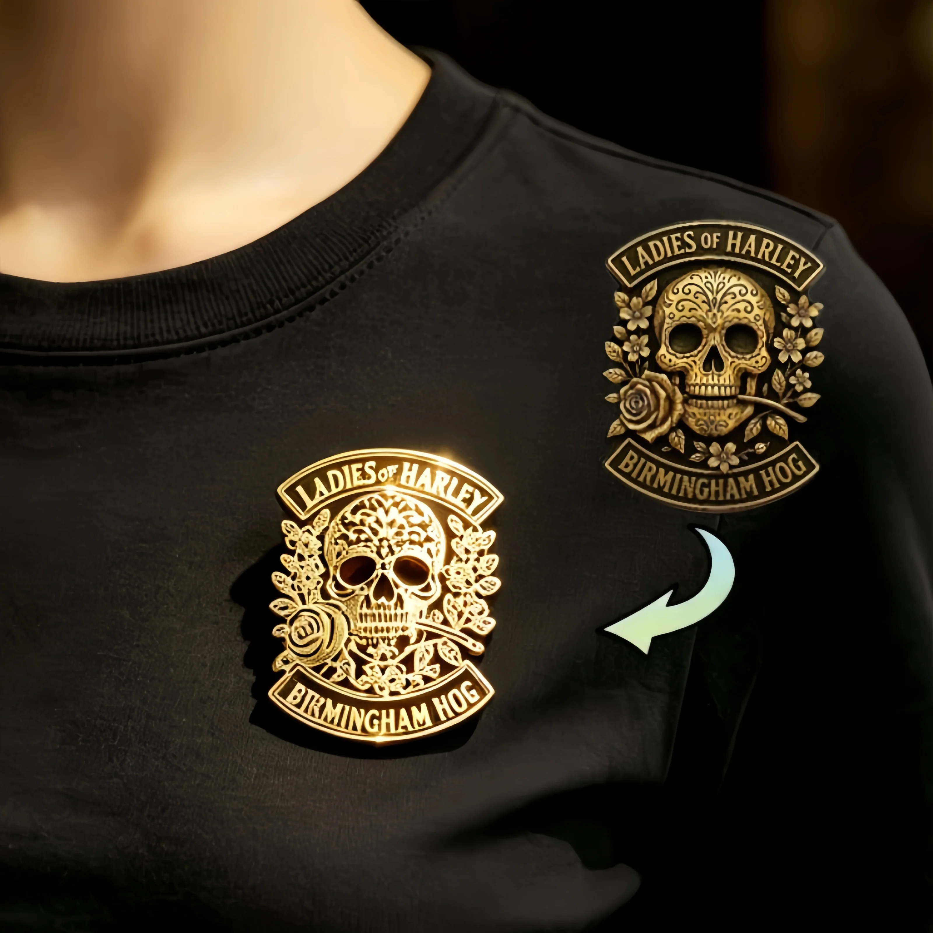 Personalisierte Club-Fotobrosche, personalisiertes Logo, Edelstahl-Anstecknadel, maßgefertigtes Biker-Abzeichen, Motorradclub-Souvenirgeschenk
