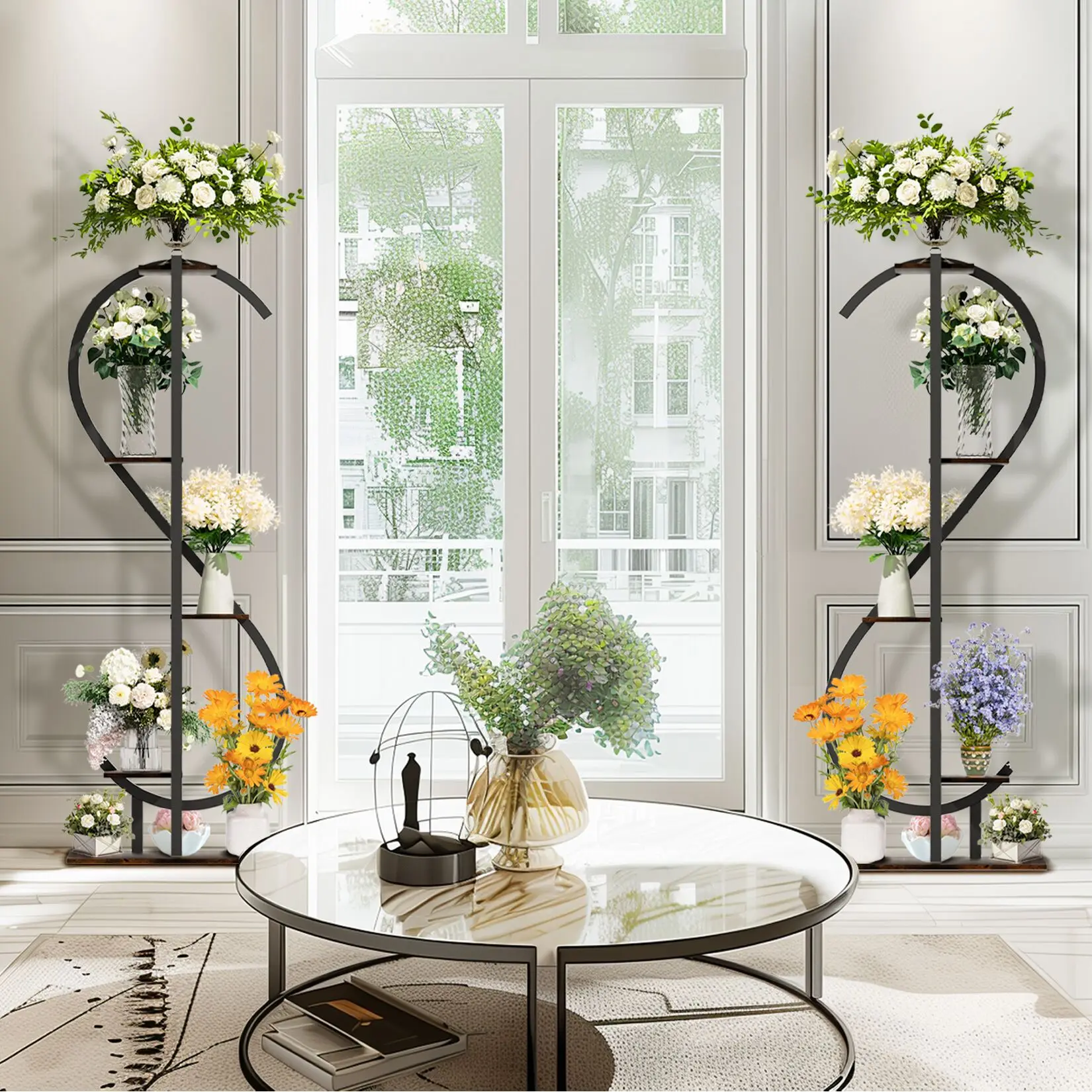for Tall Plants Multipurpos 5-Tier S-Shaped Indoor Plant Stand with Hanging Hooks Gardening Tools Aesthetic Corner Plant Shelf
