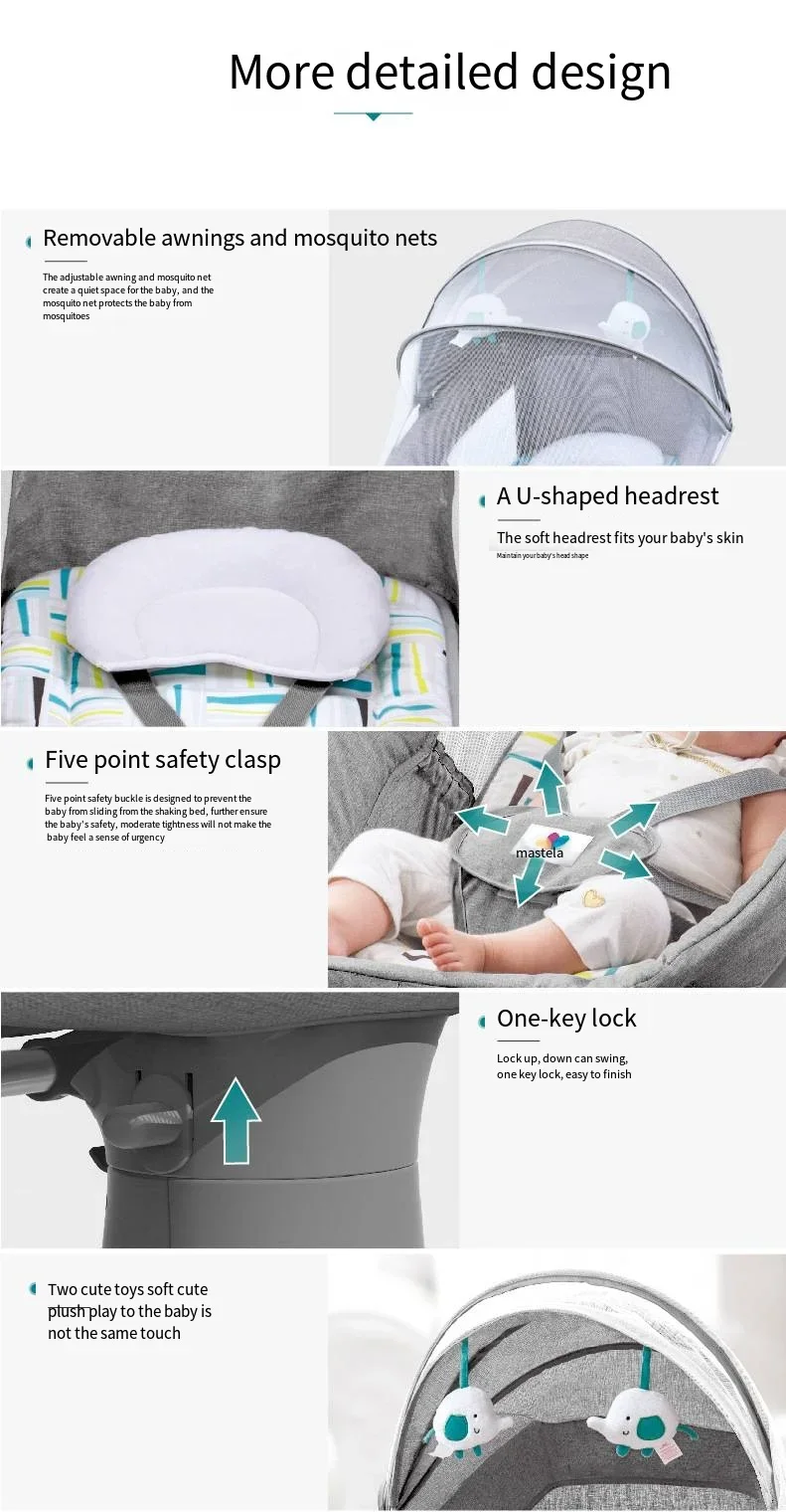 New Design Safe Standard Portable Baby Crib 3 In 1 Multi-Function Bassinet Baby Swing Cradle Electric Bed Baby Rocking Chair