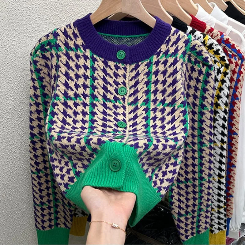 Autumn and winter sweater foreign cardigans unique top design sense niche retro knit bottom cardigan for women