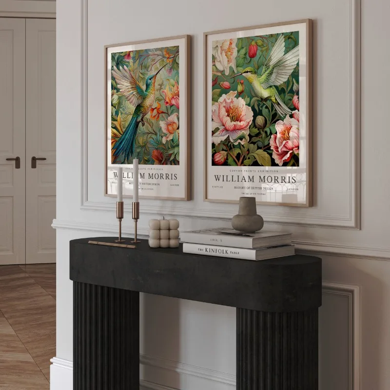 William Morris Hummingbird Flower Exhibition Posters Prints Canvas Painting Vintage Wall Art Pictures for Living Room Home Decor