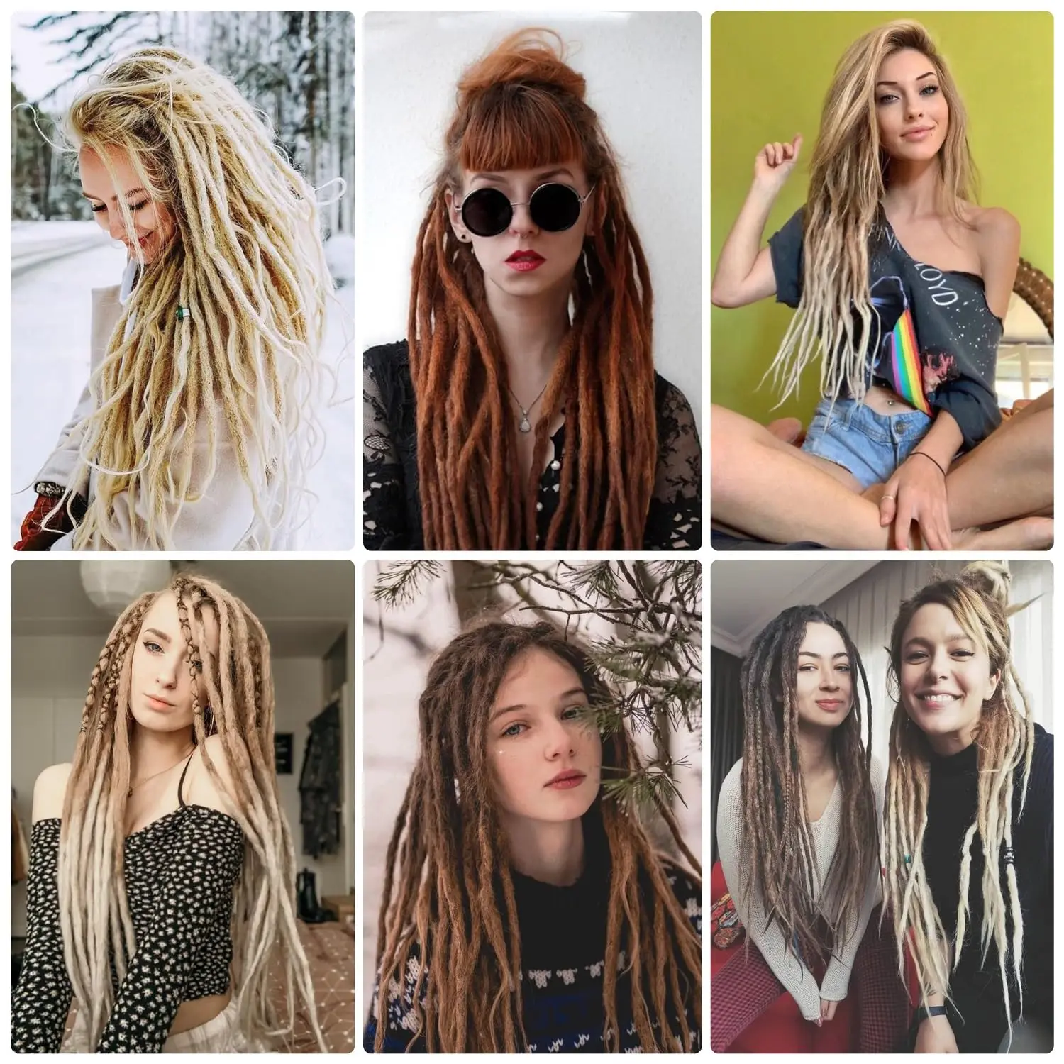 24 Inch Synthetic Dreadlock Extensions 10 Root/pack Hippie Single Ended Dreads Ombre Loc Extensions Reggae Style Crochet Hair