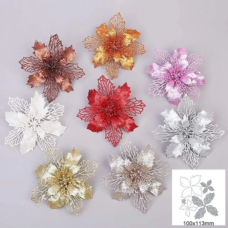 5/10 Stück Weihnachtsdekoration, künstliche Blumen, hängender Weihnachtsbaum-Anhänger für Heimdekoration, Party, Neujahr, Ornament-Zubehör – Detail 2